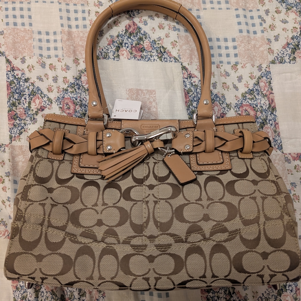 Coach Tan Signature Canvas Tote Bag